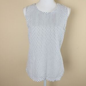 Match Point 100% Linen Polka Dot Sleeveless Blouse